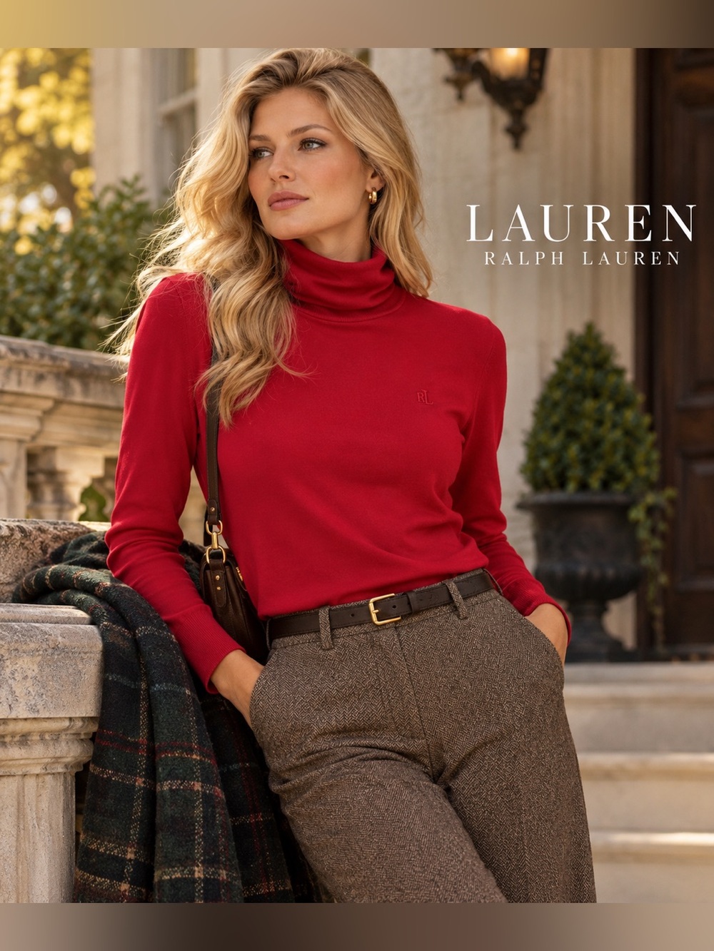 Lauren Ralph Lauren Red Turtleneck Sweater 100% Cotton